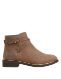 Wide Fit Buckle Block Heel Ankle Boots