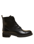Leather Lace Up Block Heel Ankle Boots