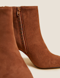 Suede Statement Heel Pointed Ankle Boots