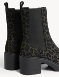 Suede Chelsea Chunky Block Heel Boots