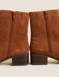 Suede Block Heel Square Toe Ankle Boots