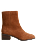 Suede Block Heel Square Toe Ankle Boots