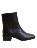 Leather Block Heel Square Toe Ankle Boots