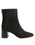 Suede Leopard Print Block Heel Ankle Boots