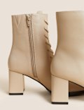 Leather Lace Up Block Heel Ankle Boots