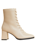 Leather Lace Up Block Heel Ankle Boots