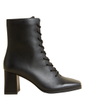 Leather Lace Up Block Heel Ankle Boots