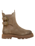 Suede Chelsea Buckle Flatform Ankle Boots