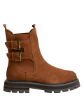 Suede Chelsea Buckle Flatform Ankle Boots