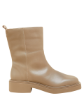 Leather Flat Square Toe Ankle Boots