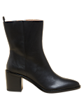 Leather Western Block Heel Ankle Boots