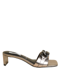 Leather Chain Detail Open Toe Mules