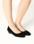Suede Stain Resistant Wedge Court Shoes