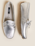 Wide Fit Leather Bow Boat Shoes