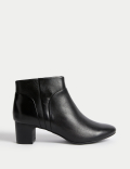 Leather Block Heel Ankle Boots