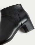Leather Block Heel Ankle Boots