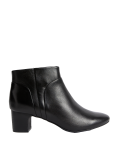 Leather Block Heel Ankle Boots