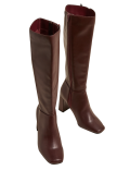 Block Heel Square Toe Knee High Boots