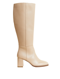 Leather Block Heel Knee High Boots
