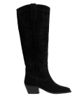 Suede Western Block Heel Knee High Boots