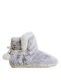 Faux Fur Pom Pom Slipper Boots
