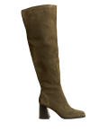 Suede Block Heel Over the Knee Boots
