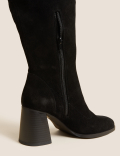 Suede Block Heel Over the Knee Boots
