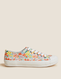 Canvas Lace Up Printed Trainers