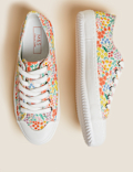 Canvas Lace Up Printed Trainers