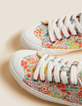 Canvas Lace Up Printed Trainers