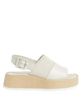 Leather Buckle Flatform Sandals