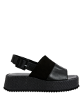 Leather Buckle Flatform Sandals