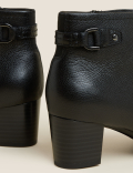 Wide Fit Leather Block Heel Ankle Boots