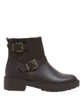 Biker Faux Fur Buckle Ankle Boots