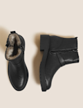 Biker Faux Fur Buckle Ankle Boots