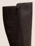 Wide Fit Leather Flat Knee High Boots
