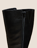 Wide Fit Leather Flat Knee High Boots