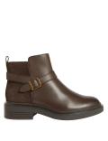 Wide Fit Leather Buckle Ankle Boots