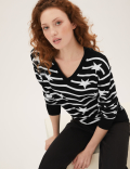 Supersoft Striped Star V-Neck Jumper