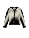 Striped Crew Neck Button Front Cardigan