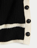 Striped Ribbed Button Detail Relaxed Jumper