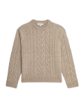 Cable Knit Crew Neck Jumper with Wool