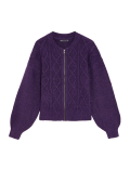 Cable Knit Crew Neck Bomber Cardigan