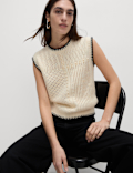 Textured Whipstitch Knitted Vest Top