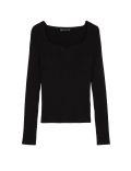 Ribbed Sweetheart Neck Jumper