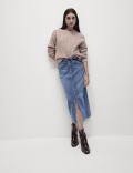 Textured Crew Neck Relaxed Fit Jumper with Wool
