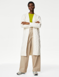Cable Knit Edge to Edge Longline Cardigan