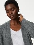 Cable Knit Edge to Edge Longline Cardigan