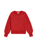 Textured Crew Neck Relaxed Jumper with Wool
