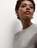 Metallic Ribbed Crew Neck Jumper